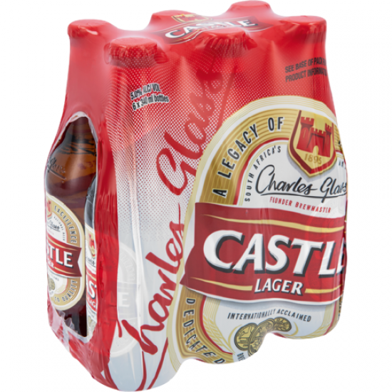 Castle Lager 6 Pack Bottles 340ml